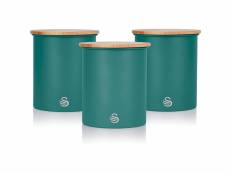Nordic 3 boîtes de cuisine en acier au carbone, couvercle en bambou 3 x 0,84 l, swan, nordic, , vert