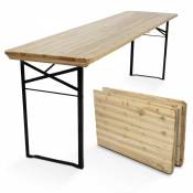 Oviala - Table de brasserie en bois pliante 218 cm - Marron