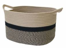 Panier ovale bicolore en corde Clara noir et couleur