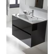 Pegane - Meuble de salle de bain coloris noir avec vasque moulée en céramique - Longueur 80 x Profondeur 46 x Hauteur 56 cm