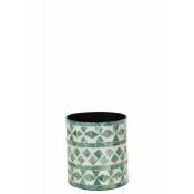 Pot à fleurs à motifs en bois azur 14x14x15cm - Azur