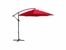 Rebecca mobili parapluie de jardin parasol rouge 3x3 en acier décentralisé ouverture à manivelle RE6687
