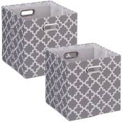 Relaxdays - Boîtes de rangement en tissu et avec motifs, lot de 2, HxLxP: 30,5 x 30,5 x 30 cm, bacs pliables, gris - blanc