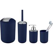 Set d'accessoires de salle de bain, gobelet salle de bain, distributeur savon liquide, mini poubelle salle de bain Brasil bleu foncé