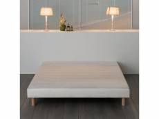 Sommier tapissier a lattes 140 x 200 - bois massif blanc + pieds - finlandek rakenne FINLI150003510