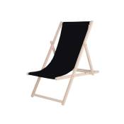 Springos - Chaise longue pliante en bois avec tissu