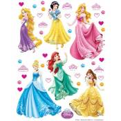 Sticker mural Princesses - 65 x 85 cm de Disney bleu, jaune, rose et violet