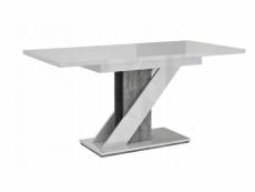 Table a manger extensible evan - blanc laque et beton 120-160 cm