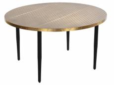 Table basse en bois et métal coloris doré, noir - diamètre 85 x hauteur 45 cm