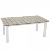 Table basse extérieur 110x60cm effet bois gris