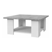 Table basse PILVI - Blanc et béton clair - Contemporain - L 67 x P 67 x H 31 cm