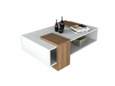 Table basse rectangle blanche et chêne MES1243-10-30