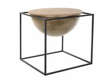 Table d'appoint en bois et métal coloris naturel noir