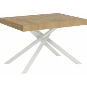Table extensible 120X80/204cm Karida Chêne Nature cadre Blanc