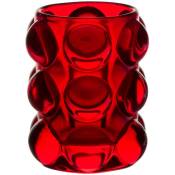 Table Passion - Photophore tube haut Perle 10 cm en verre - Rouge