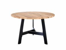 Table ronde 4 places en bois d'acacia et métal d115