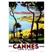 Tableau affiche touristique vintage Cannes Côte D'Azur