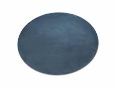 Tapis cercle posh shaggy bleu très épais, en peluche, antidérapant, lavable cercle 80 cm