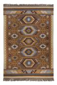 Tapis kilim laine vintage motif ethnique chic multicolore 80x150