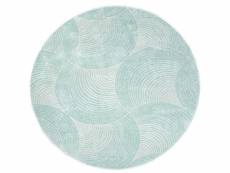Tara - tapis rond à relief arc couleur uni vert 200x200cm