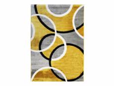 Undergood bubbles - tapis effet laineux motifs cercles jaune et gris 120x170