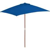 Vidaxl - Parasol d'extérieur avec mât en bois Bleu