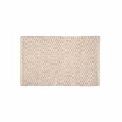 Wenko - Tapis de bain Mona beige, tapis tendance pour salle de bain à motif de tricot, 100% coton, accessoire de bain avec dessous antidérapant, 50 x