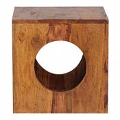 WOHNLING Table en Bois Massif Sheesham 35x35 cm Cube