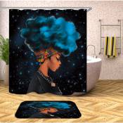 Xinuy - Cool-Style rideau de douche imperméable ensemble de salle de bain avec crochets pour motif fille africaine, 71x71 cadeau de décoration pour