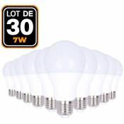 30 Ampoules LED E27 7W 2700K Haute Luminosité - Blanc Chaud 3000K