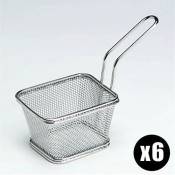 6 Minis Paniers à Frites Individuels - Inox - Double