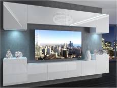 Aren - ensemble meubles tv - unité murale largeur 300 cm - mur tv à suspendre finition gloss - sans led - blanc