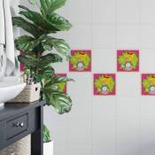 Bibi Blocksberg Sorcière Stickers carrelage Rose film adhésif Salle de bains Enfants Fenêtre Sticker 10 Carreaux 15x20 cm - multicolore