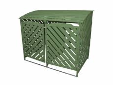 Cache poubelle vert sauge abri poubelle extérieur bois de sapin rangement verrouillable jardin 25750
