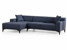 Canapé d'angle à gauche moderne en tissu bleu avec 2 coussin tivano 250 cm