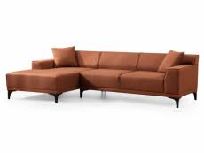 Canapé d'angle à gauche moderne en tissu orange avec 2 coussin tivano 250 cm