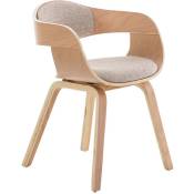 Chaise de bureau sans roulettes visiteur en tissu et bois design retro et confort maximal naturel et crème