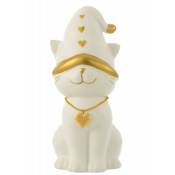 Chat avec bonnet en porcelaine blanc et or 16.2x13.6x29.4 cm