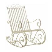 Décoshop26 - Chaise fauteuil à bascule rocking chair pour jardin en fer crème vieilli