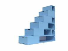 Escalier cube de rangement hauteur 150cm bleu pastel