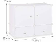 Étagère 4 casiers armoire compartiments plastique chaussures modulable blanc helloshop26 13_0001012_2