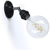 Fermaluce Classic 90°, support de lampe fileté E27, réglable, en porcelaine Avec ampoule - Noir - Avec ampoule