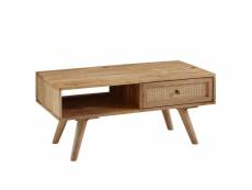 Finebuy basse finebuy 90x40x45 cm table de salon en bois massif de manguier rectangulaire | table en bois avec espace de rangement | table basse avec