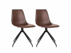 Goop - lot de 2 chaises pivotantes simili cuir marron