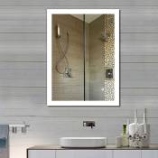 Hofuton Miroir Salle de Bain avec led Nouvelle Génération Anti-Brouillard Bouton Tactile Cadre en Alliage d'aluminium Mat 8060 cm