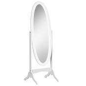 HOMCOM Miroir à Pied Ovale Style Shabby Chic Inclinaison réglable dim. 48L x 46l x 147H cm MDF Blanc