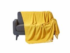 Homescapes jeté de lit ou de canapé jaune nirvana en coton, 255 x 360 cm SF1243C