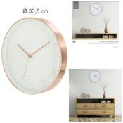 Horloge Ronde 30.5cm Blanche Cuivree - blanc cuivre