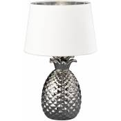 Lampe à poser en céramique ananas design argent salon lampe textile blanc réalité lumières R50431089