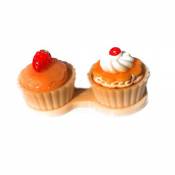 Luwu-Store Étui à lentilles de Contact pour Les Yeux Kit de Soins Porte-contenants Bande dessinée à Lunettes de gâteau à la crème Mignon Double lentil